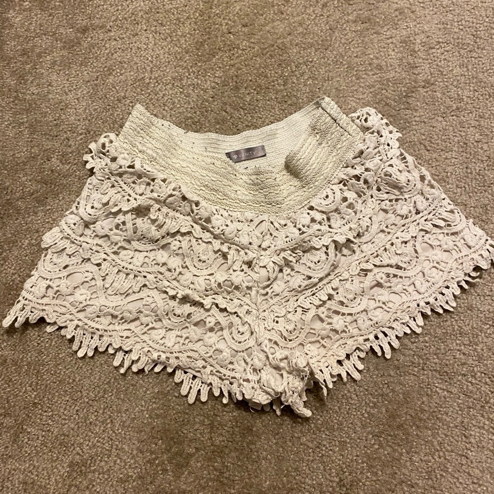 Cream Colored Lacy Shorts